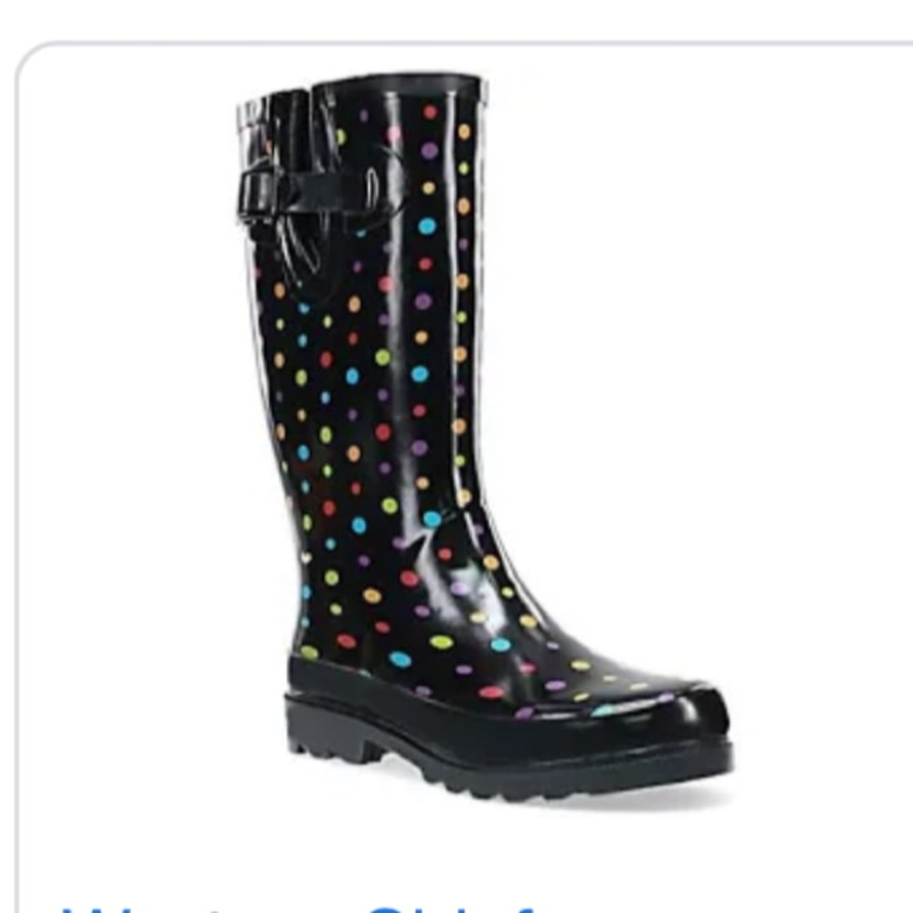 Womens polka dot rain boots size 8